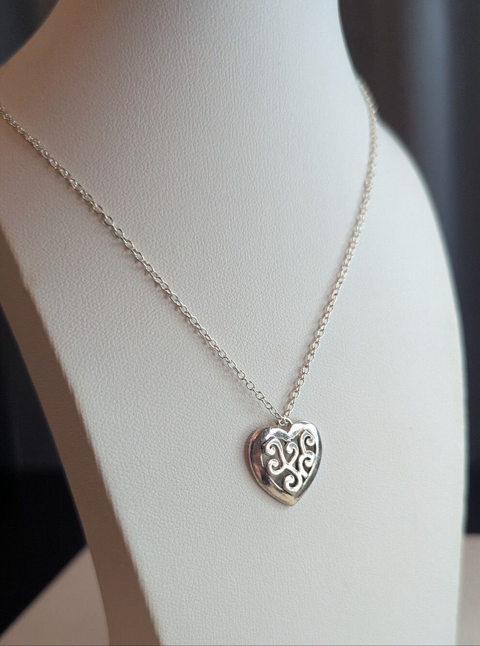 Sterling Silver Plated Heart Necklace. Minimalist. 18 In